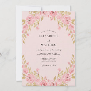 Blush Pink Graceful Blossom Wedding Invitation