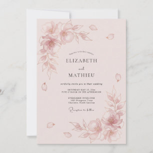 Blush Pink Graceful Floral Wedding Invitation