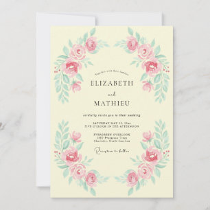 Blush Pink Graceful Vintage Wedding Invitation