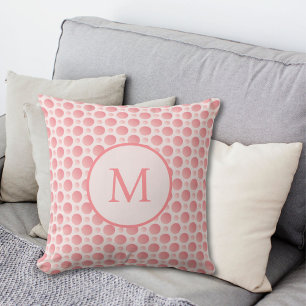 Blush Pink Gradient Polka Dots Monogram Cushion