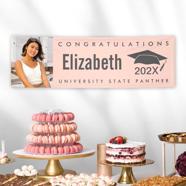 Blush pink graduation 1 photo bold modern simple banner (Creator Uploaded)