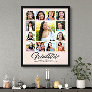 Blush Pink Graduation K–12 Photo Collage Script Poster