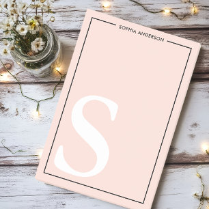 Blush Pink Graphic Monogram Personalised Name Post-it Notes