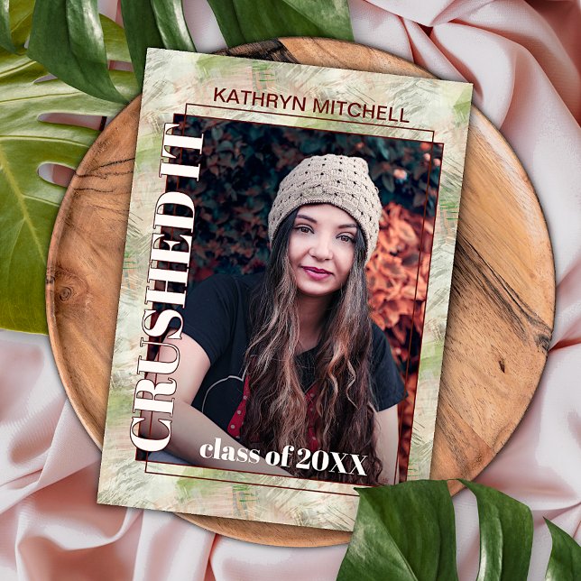 Blush Pink Green Abstract Graduation Announcement (Creator Uploaded)