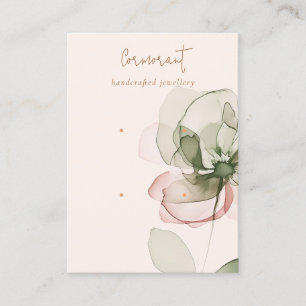 Blush Pink Green Flower 2 Stud Earring Display Business Card