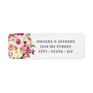 Blush Pink & Green Rose Wedding Return Address