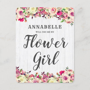Blush Pink & Green Rose Will You Be My Flower Girl Invitation