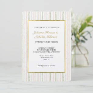 Blush Pink Green Stripes Wedding Invitation