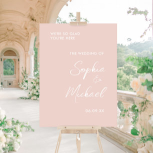 Blush Pink Green Wedding Welcome Acrylic Sign