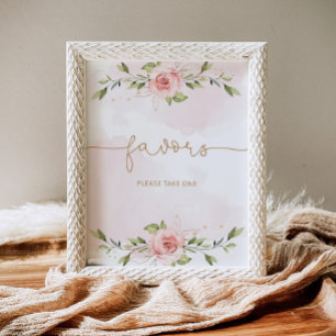 Blush pink greenery baby shower Favours Poster