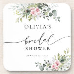 Blush Pink Greenery Bridal Shower Beverage Coaster<br><div class="desc">Blush Pink Greenery Bridal Shower beverage coaster. This stylish & elegant Bridal Shower beverage coaster features gorgeous hand-painted watercolor Blush Pink Greenery. Find matching items in the Blush Pink Greenery Bridal Shower Collection.</div>