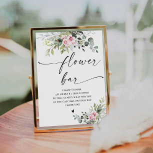 Blush Pink Greenery Bridal Shower Flower Bar Sign