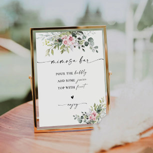 Blush Pink Greenery Bridal Shower Mimosa Bar Sign