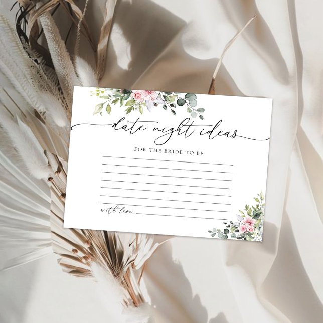 Blush Pink Greenery Date Night Ideas Card (Creator Uploaded)