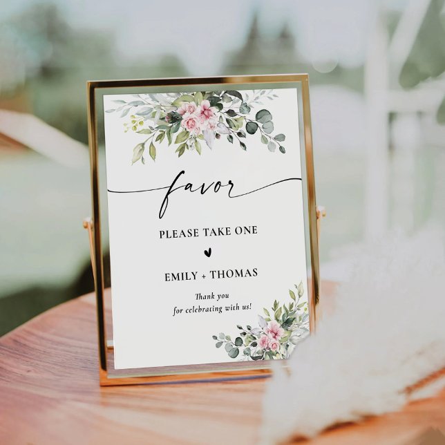 Blush Pink Greenery Favour Sign (Creator Uploaded)