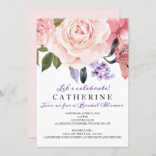 Blush Pink & Greenery Floral Bridal Shower Invitation