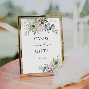 Blush Pink Greenery Floral Cards and Gifts Sign