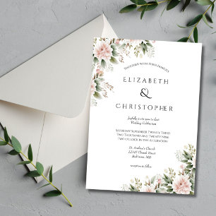 Blush Pink Greenery Floral Elegant Wedding  Invitation