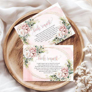 Blush Pink Greenery Glitter Baby Shower Book Cards