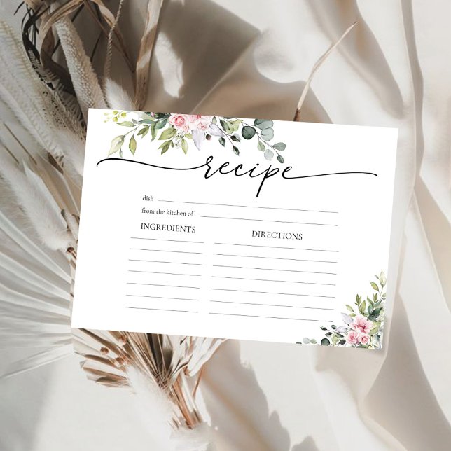 Blush Pink Greenery Large Recipe Card (Creator Uploaded)