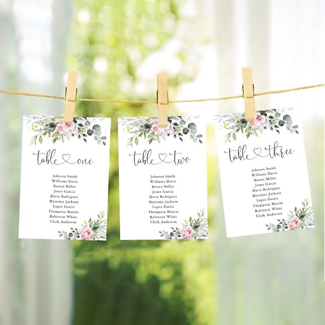 Blush Pink Greenery Table Number 3 Seating Chart (Creator Uploaded)