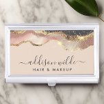 Blush Pink Grey And Gold Elegant Modern Script Business Card Holder<br><div class="desc">Make a statement with this Blush Pink Grey And Gold Elegant Modern Script Business Card Case. The sophisticated blend of blush pink, muted grey, and shimmering gold accents creates a luxurious and modern look. This chic design is perfect for professionals who want to carry their business cards in style. The...</div>