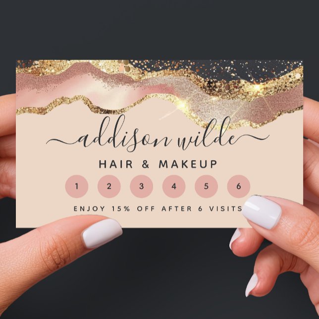 Blush Pink Grey And Gold Elegant Modern Script Loyalty Card (Creator Uploaded)