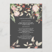 Blush Pink & Grey Counryside Flowers Wedding Menu