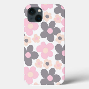 Blush Pink Grey Daisies Retro Dream #1 #retro #art iPhone 13 Case