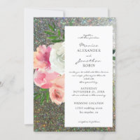 Blush Pink Grey Floral & Silver Glitter Wedding 2