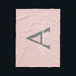 Blush Pink Grey Girly Monogram Name Modern Fleece Blanket<br><div class="desc">Blush Pink and Grey Monogram Name Fleece Blanket. This makes the perfect sweet 16 birthday,  wedding,  bridal shower,  anniversary,  baby shower or bachelorette party gift for someone that loves glam luxury and chic styles.</div>