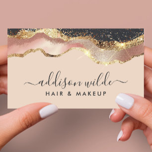 Blush Pink Grey Gold Business Card