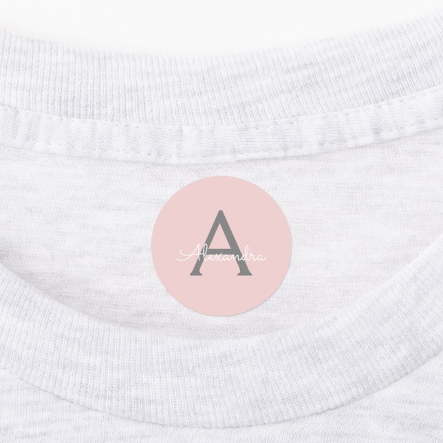 Blush Pink Grey Modern Script Girly Monogram Name (Affixed)