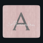 Blush Pink Grey Modern Script Girly Monogram Name Cutting Board<br><div class="desc">Blush Pink and Grey Simple Script Monogram Name Cutting Board. This makes the perfect graduation,  birthday,  wedding,  bridal shower,  anniversary,  baby shower or bachelorette party gift for someone that loves glam luxury and chic styles.</div>