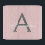 Blush Pink Grey Modern Script Girly Monogram Name Cutting Board<br><div class="desc">Blush Pink and Grey Simple Script Monogram Name Cutting Board. This makes the perfect graduation,  birthday,  wedding,  bridal shower,  anniversary,  baby shower or bachelorette party gift for someone that loves glam luxury and chic styles.</div>