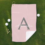Blush Pink Grey Modern Script Girly Monogram Name Golf Towel<br><div class="desc">Blush Pink and Grey Monogram Name Golf Towel. This makes the perfect sweet 16 birthday,  wedding,  bridal shower,  anniversary,  baby shower or bachelorette party gift for someone that loves glam luxury and chic styles.</div>