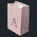 Blush Pink Grey Modern Script Girly Monogram Name Medium Gift Bag<br><div class="desc">Blush Pink and Grey Simple Script Monogram Name Gift Bag. This makes the perfect sweet 16 birthday,  wedding,  bridal shower,  anniversary,  baby shower or bachelorette party gift bag for someone that loves glam luxury and chic styles.</div>