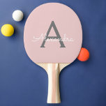 Blush Pink Grey Modern Script Girly Monogram Name Ping Pong Paddle<br><div class="desc">Blush Pink and Grey Script Monogram Name Ping Pong Paddle. This makes the perfect sweet 16 birthday,  wedding,  bridal shower,  anniversary,  baby shower or bachelorette party gift for someone that loves glam luxury and chic styles.</div>