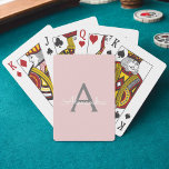 Blush Pink Grey Modern Script Girly Monogram Name Playing Cards<br><div class="desc">Blush Pink and Grey Simple Script Monogram Name Playing Cards. This makes the perfect sweet 16 birthday,  wedding,  bridal shower,  anniversary,  baby shower or bachelorette party gift for someone that loves glam luxury and chic styles.</div>