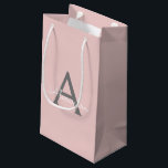Blush Pink Grey Modern Script Girly Monogram Name Small Gift Bag<br><div class="desc">Blush Pink and Grey Simple Script Monogram Name Gift Bag. This makes the perfect sweet 16 birthday,  wedding,  bridal shower,  anniversary,  baby shower or bachelorette party gift bag for someone that loves glam luxury and chic styles.</div>