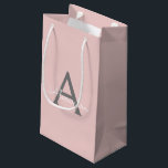 Blush Pink Grey Modern Script Girly Monogram Name Small Gift Bag<br><div class="desc">Blush Pink and Grey Simple Script Monogram Name Gift Bag. This makes the perfect sweet 16 birthday,  wedding,  bridal shower,  anniversary,  baby shower or bachelorette party gift bag for someone that loves glam luxury and chic styles.</div>
