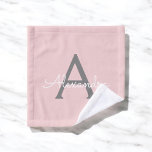 Blush Pink Grey Modern Script Girly Monogram Name Wash Cloth<br><div class="desc">Blush Pink and Grey Simple Script Monogram Name Spiral Notebook Planner. This makes the perfect sweet 16 birthday,  wedding,  bridal shower,  anniversary,  baby shower or bachelorette party gift for someone that loves glam luxury and chic styles.</div>