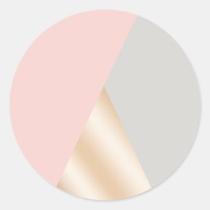 Blush pink, grey & rose gold geometric triangles classic round sticker