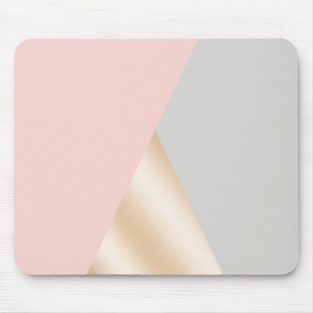 Blush pink, grey & rose gold geometric triangles mouse pad (Front)