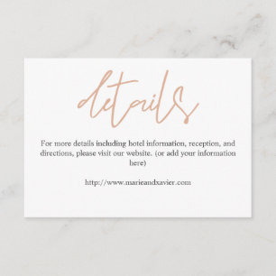 Blush Pink & Grey Typography Script Details Enclosure Card