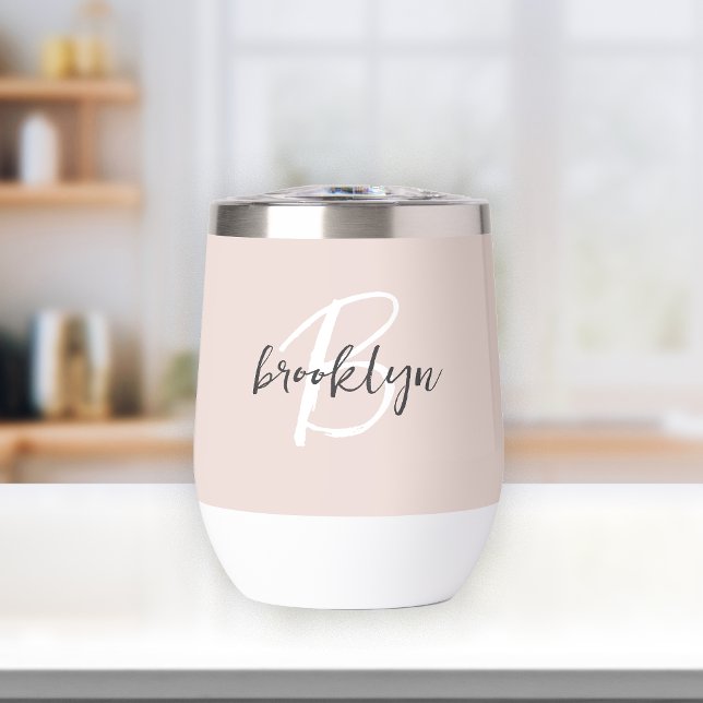 Blush Pink Grey White Monogram Name (Creator Uploaded)