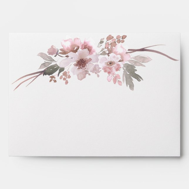 Blush Pink & Grey Winter Floral Envelope (Front)