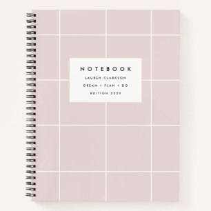 Blush Pink Grid Notebook
