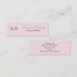   Blush Pink Hair, Makeup & Beauty Studio Monogram Mini Business Card