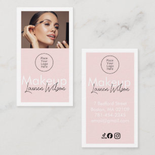 Blush Pink Hair, Makeup & Beauty Studio Vertical  Business Card